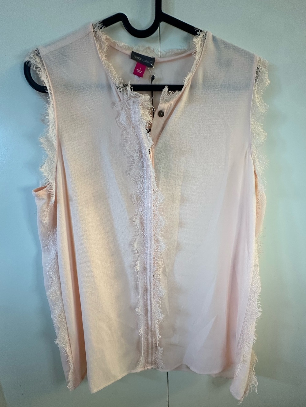 Vince Camuto Blush Pink Lace-Trim Sleeveless Camisole